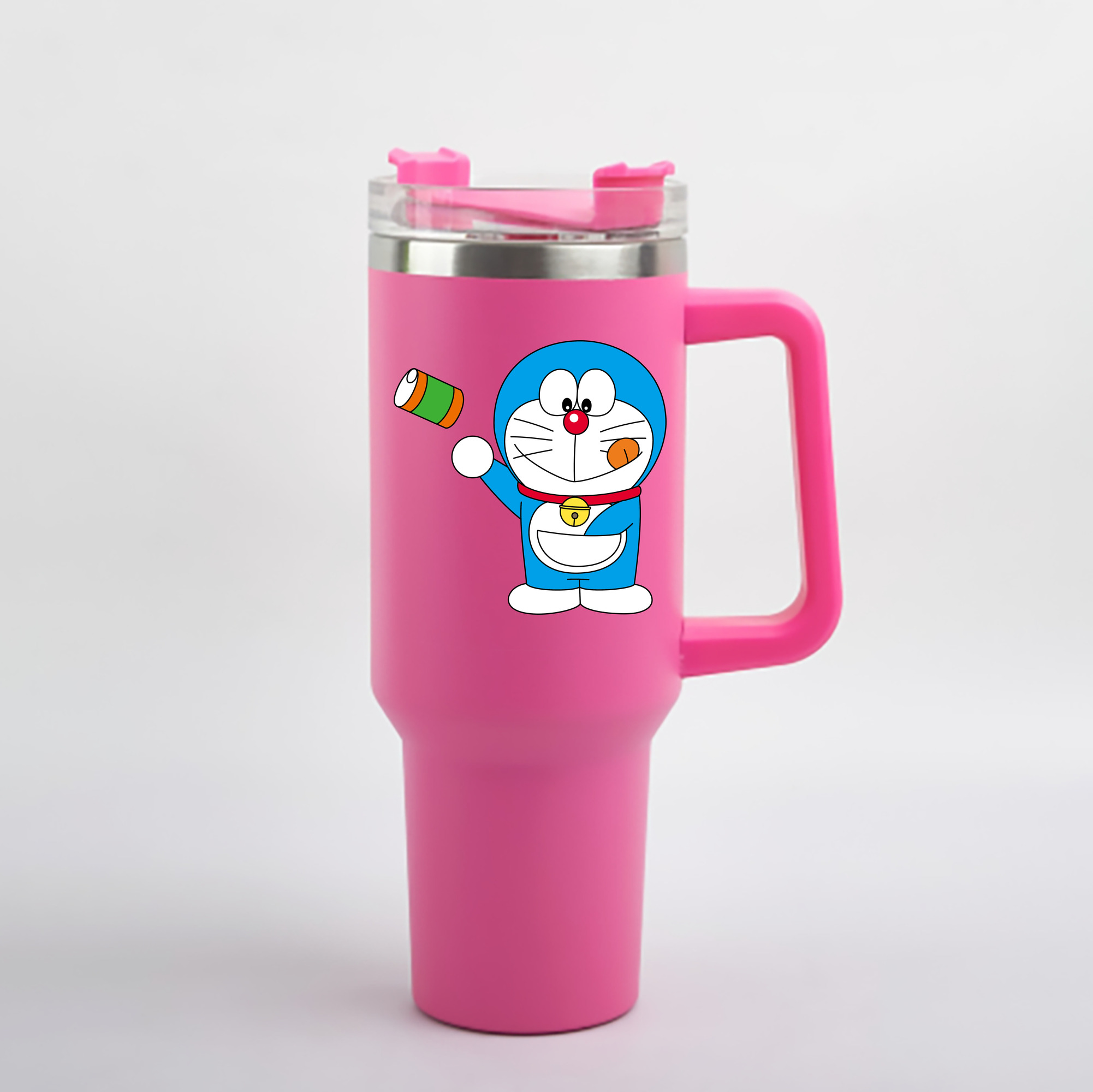 （画像用） ドラえもん Doraemon 1200mL車用タンブラー - クリスタルステッカー（プラスチックストロー付き）